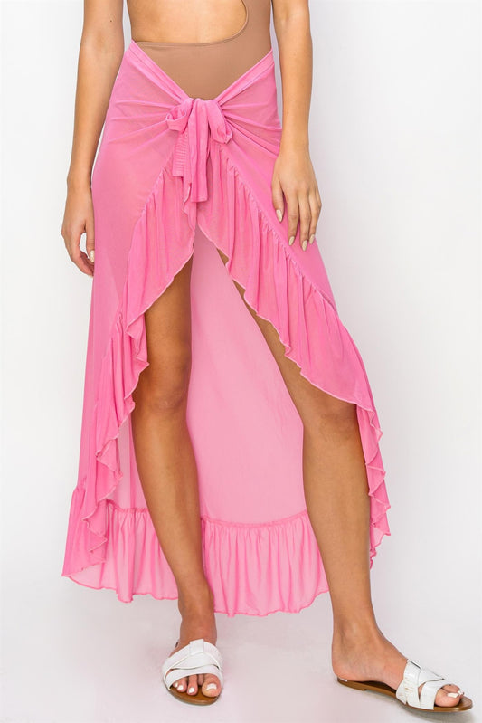 Pink ruffled sarong