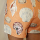 Orange Seashell print shorts