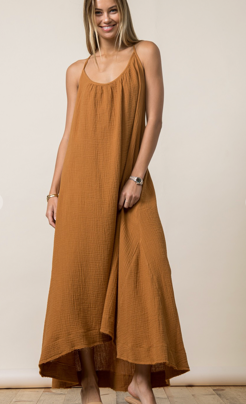 Camel Criss Cross Maxi Dress